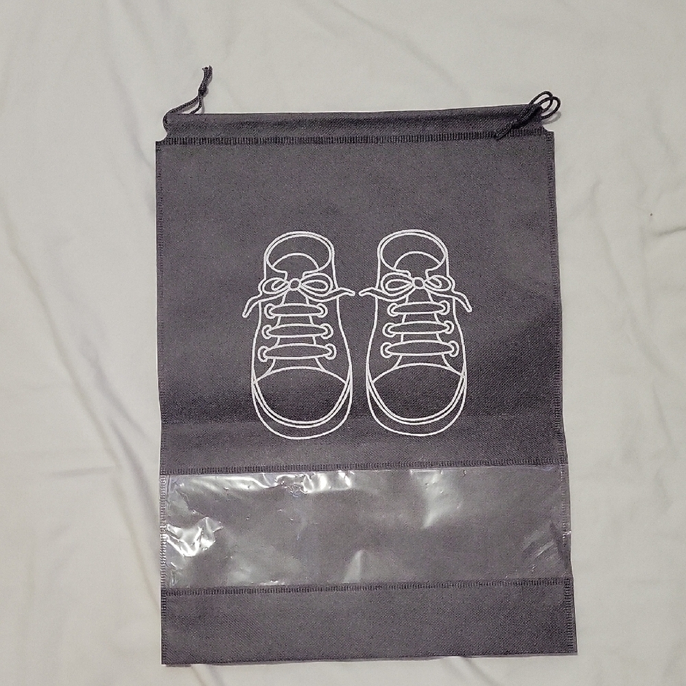 Gray Shoe Storage Bag with Drawstring